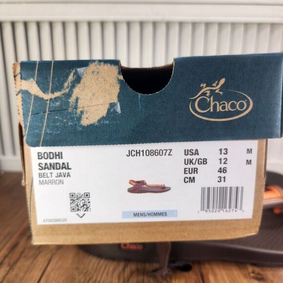 Chaco Bodhi Belt Java Sandals Mens 13 Orange Brown Toe Loop Strappy Beach Shoes main image 12